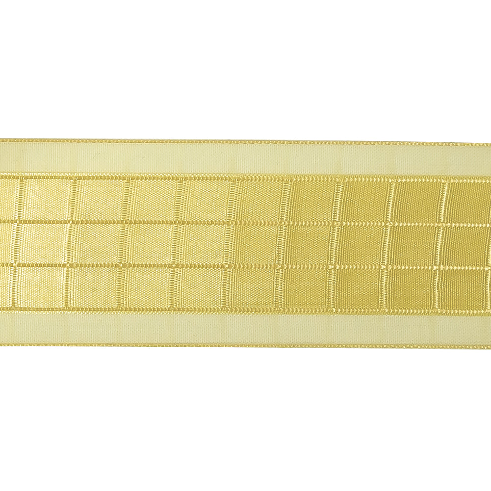 Yellow Windowpane Checks and Sheer Borders Woven Ribbon - 1.5" Detail Yellow Windowpane Checks and Sheer Borders Woven Ribbon - 1.5" Detail