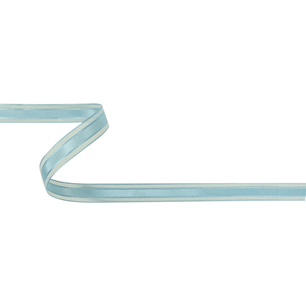 Baby Blue Woven Ribbon with Sheer Organza Borders - 0.5" Baby Blue Woven Ribbon with Sheer Organza Borders - 0.5"