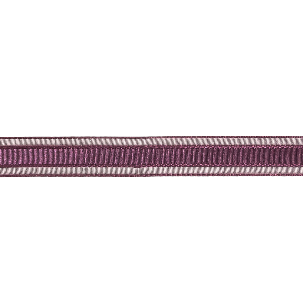 Sunset Purple Woven Ribbon with Sheer Organza Borders - 0.5" Detail Sunset Purple Woven Ribbon with Sheer Organza Borders - 0.5" Detail