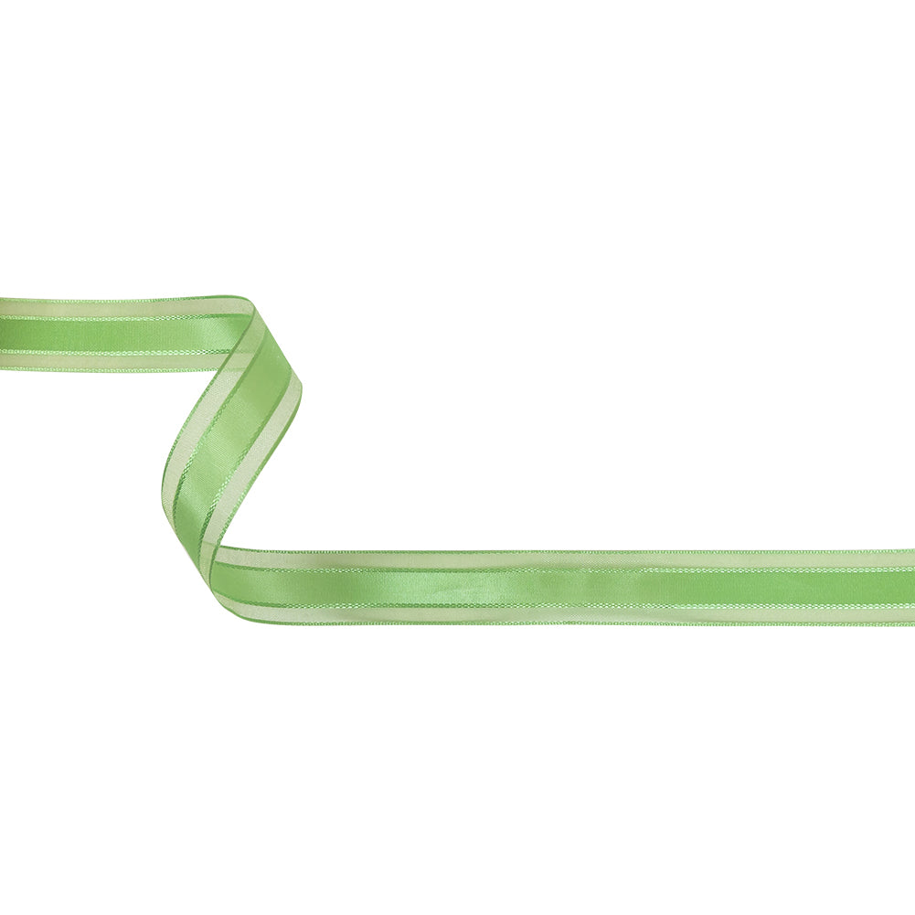 Patina Green Woven Ribbon with Sheer Organza Borders - 0.75" Patina Green Woven Ribbon with Sheer Organza Borders - 0.75"