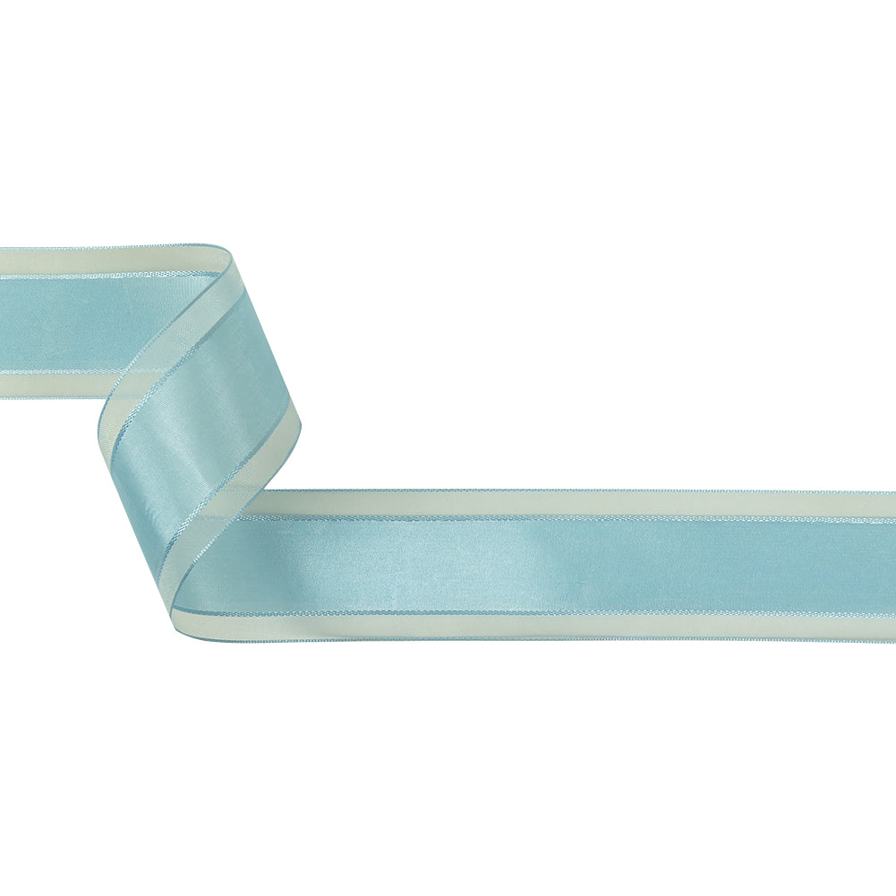 Baby Blue Woven Ribbon with Sheer Organza Borders - 1.5" Baby Blue Woven Ribbon with Sheer Organza Borders - 1.5"