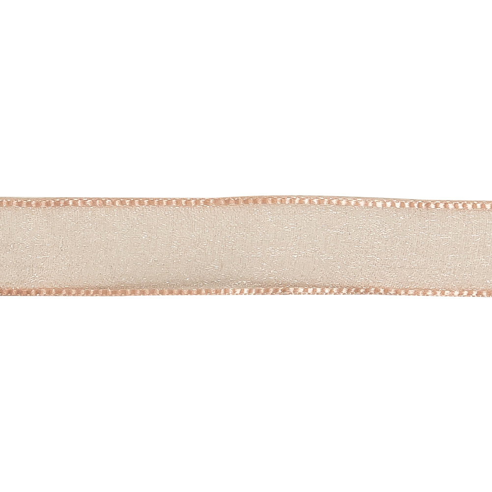 Peach Shimmering Organza Ribbon with Woven Edges - 0.75" Detail Peach Shimmering Organza Ribbon with Woven Edges - 0.75" Detail