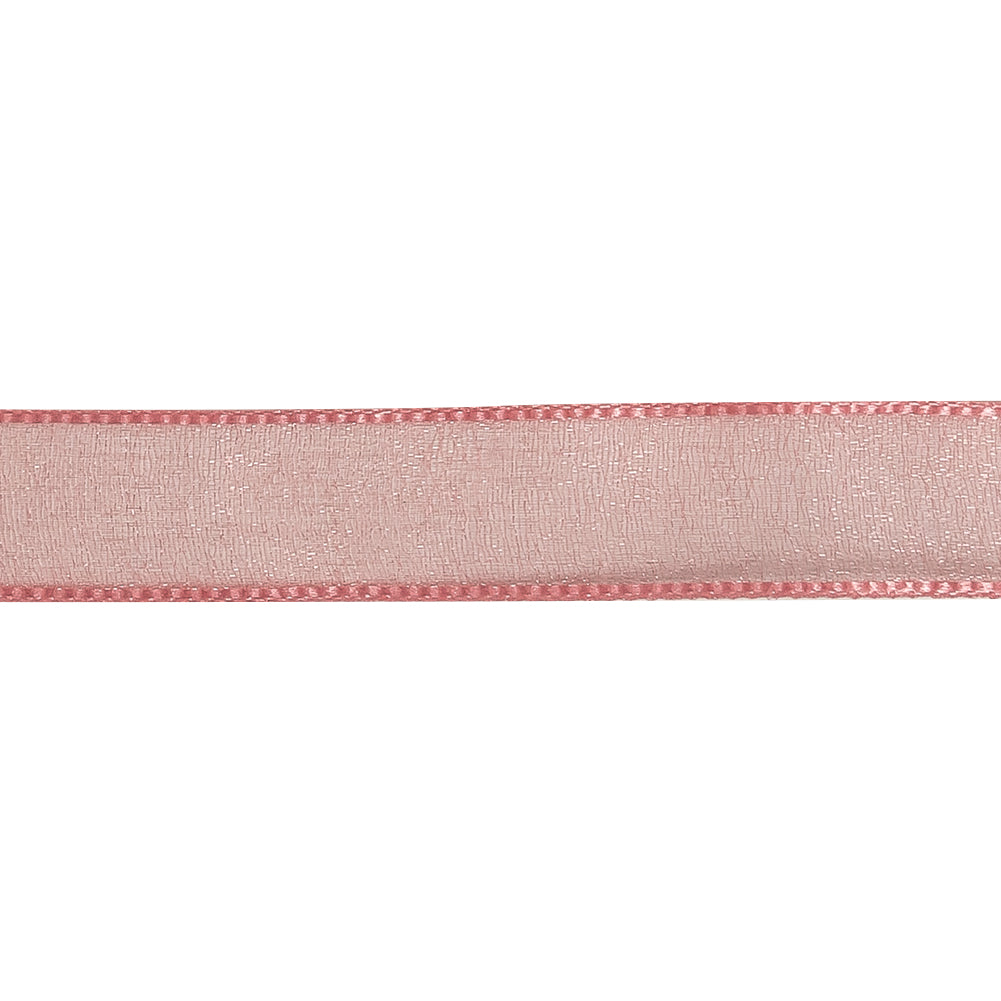 Bubblegum Shimmering Organza Ribbon with Woven Edges - 0.75" Detail Bubblegum Shimmering Organza Ribbon with Woven Edges - 0.75" Detail