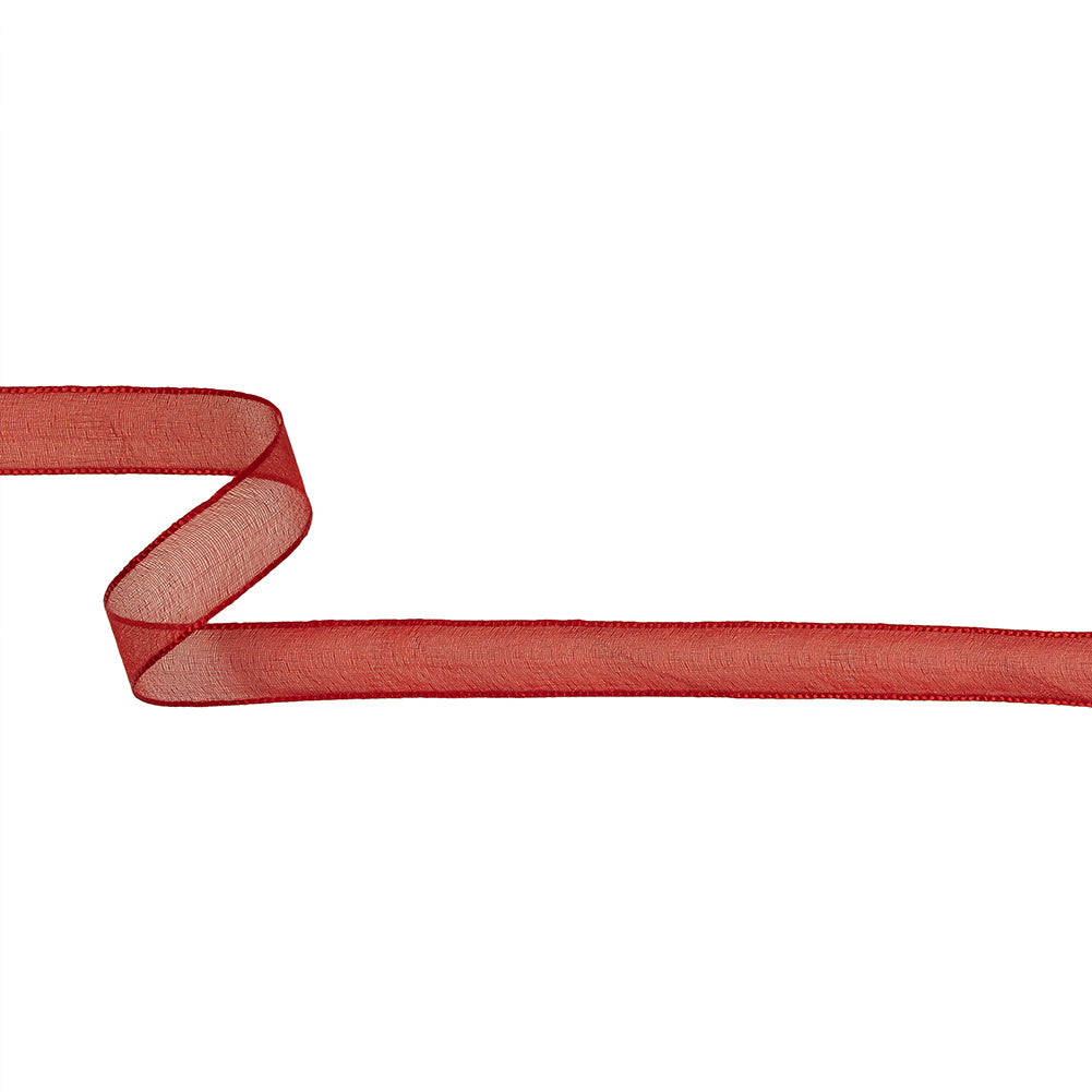 Red Shimmering Organza Ribbon with Woven Edges - 0.75" Red Shimmering Organza Ribbon with Woven Edges - 0.75"