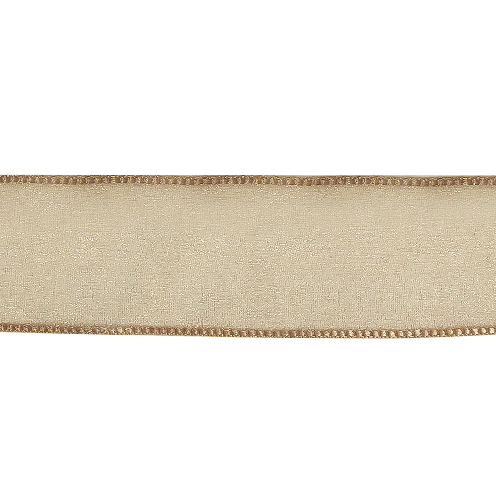 Beige Shimmering Organza Ribbon with Woven Edges - 1.125" Detail Beige Shimmering Organza Ribbon with Woven Edges - 1.125" Detail