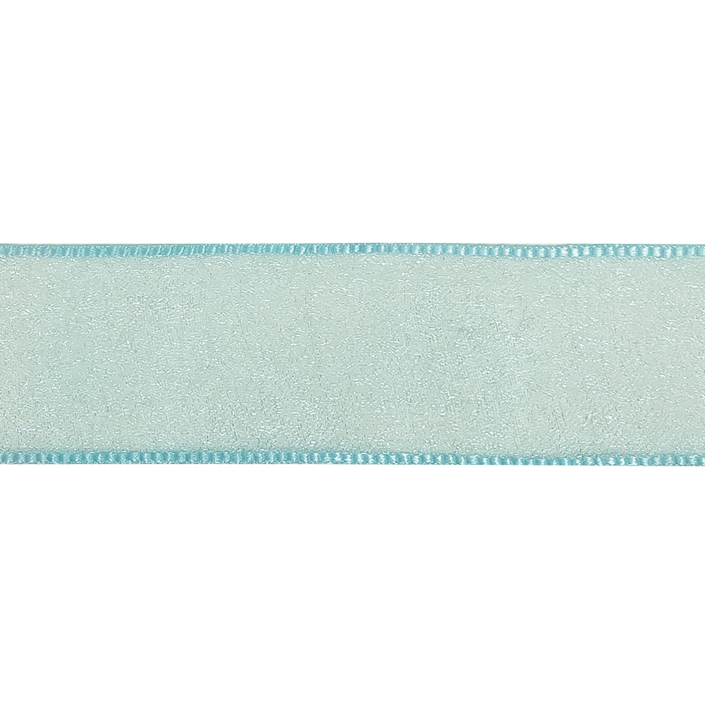 Sky Blue Shimmering Organza Ribbon with Woven Edges - 1.125" Detail Sky Blue Shimmering Organza Ribbon with Woven Edges - 1.125" Detail