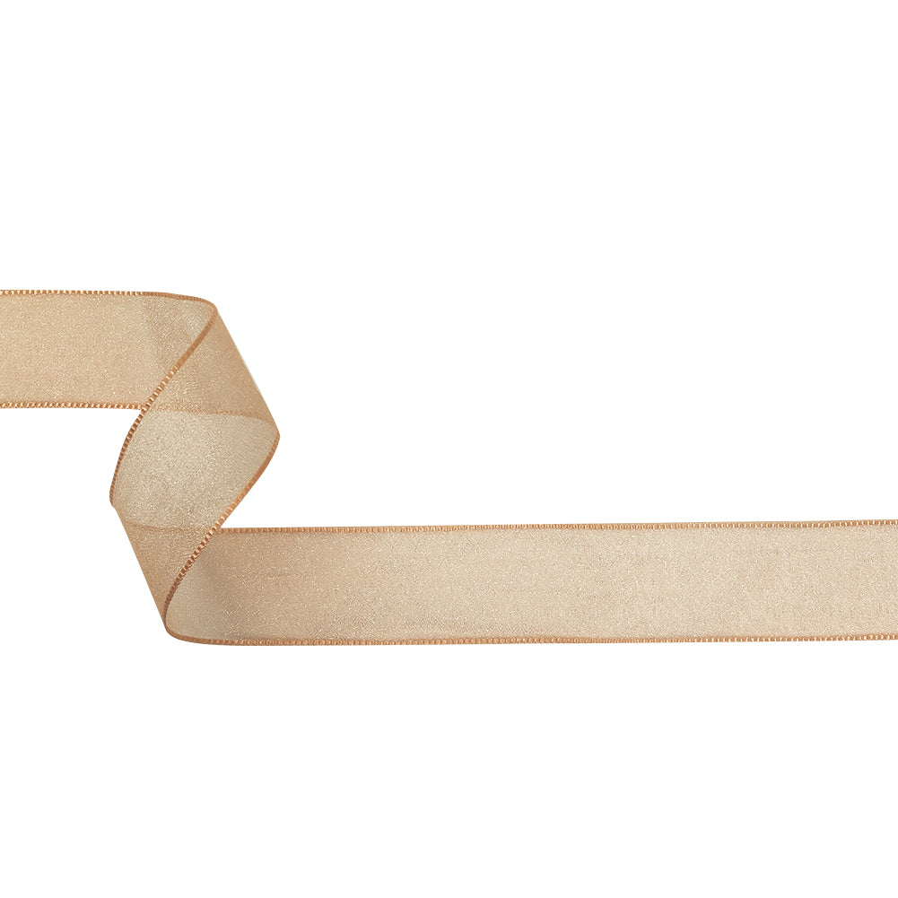 Peach Shimmering Organza Ribbon with Woven Edges - 1.125" Peach Shimmering Organza Ribbon with Woven Edges - 1.125"