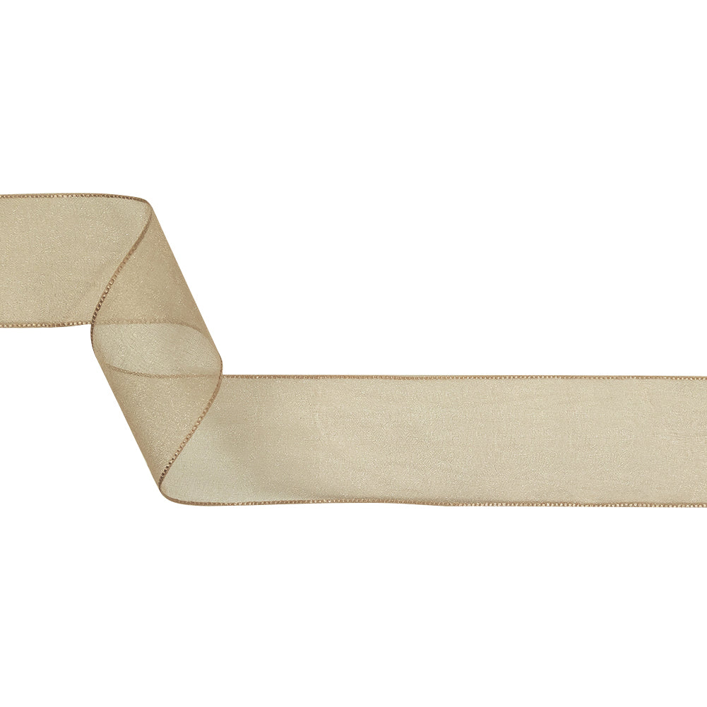 Beige Shimmering Organza Ribbon with Woven Edges - 1.5" Beige Shimmering Organza Ribbon with Woven Edges - 1.5"