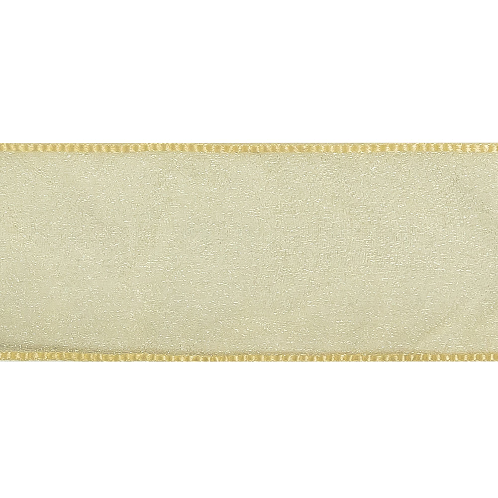 Mellow Yellow Shimmering Organza Ribbon with Woven Edges - 1.5" Detail Mellow Yellow Shimmering Organza Ribbon with Woven Edges - 1.5" Detail