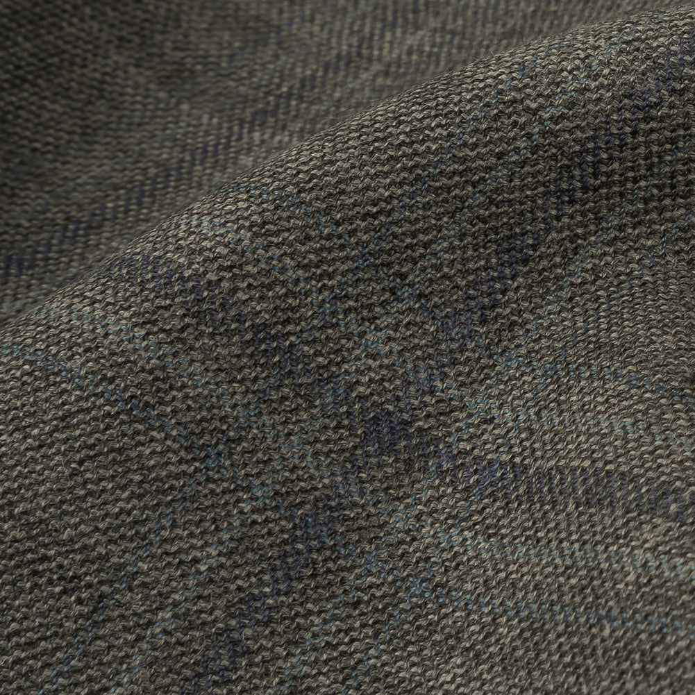 Italian Gray and Pale Blue Plaid Wool Suiting Detail Italian Gray and Pale Blue Plaid Wool Suiting Detail