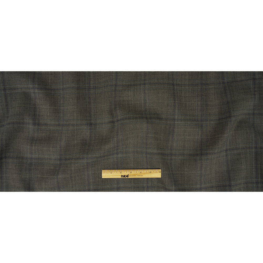 Italian Gray and Pale Blue Plaid Wool Suiting Full Italian Gray and Pale Blue Plaid Wool Suiting Full