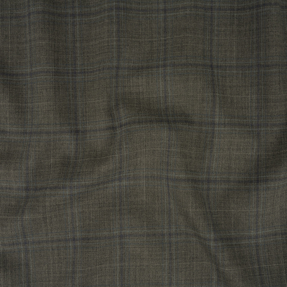 Italian Gray and Pale Blue Plaid Wool Suiting Italian Gray and Pale Blue Plaid Wool Suiting
