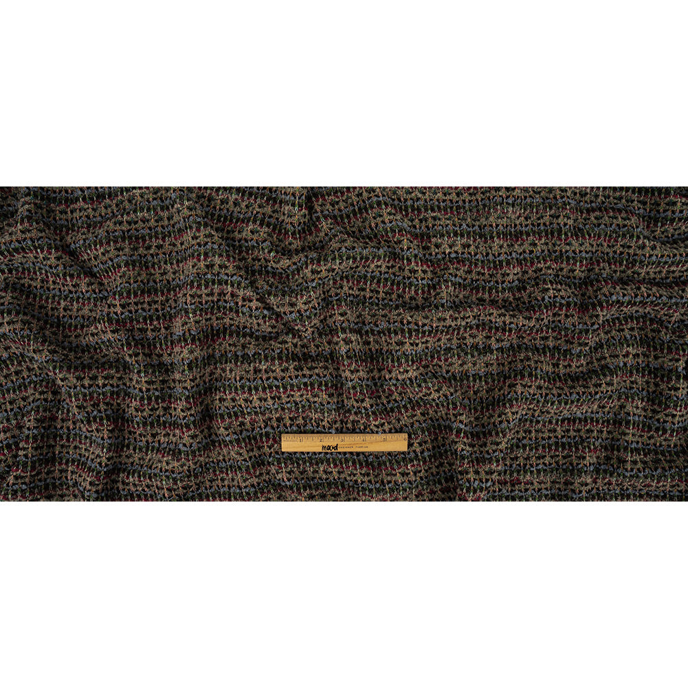 Fuchsia, Goblin Blue and Gray Boucle Stripes Chunky Wool Knit Full Fuchsia, Goblin Blue and Gray Boucle Stripes Chunky Wool Knit Full