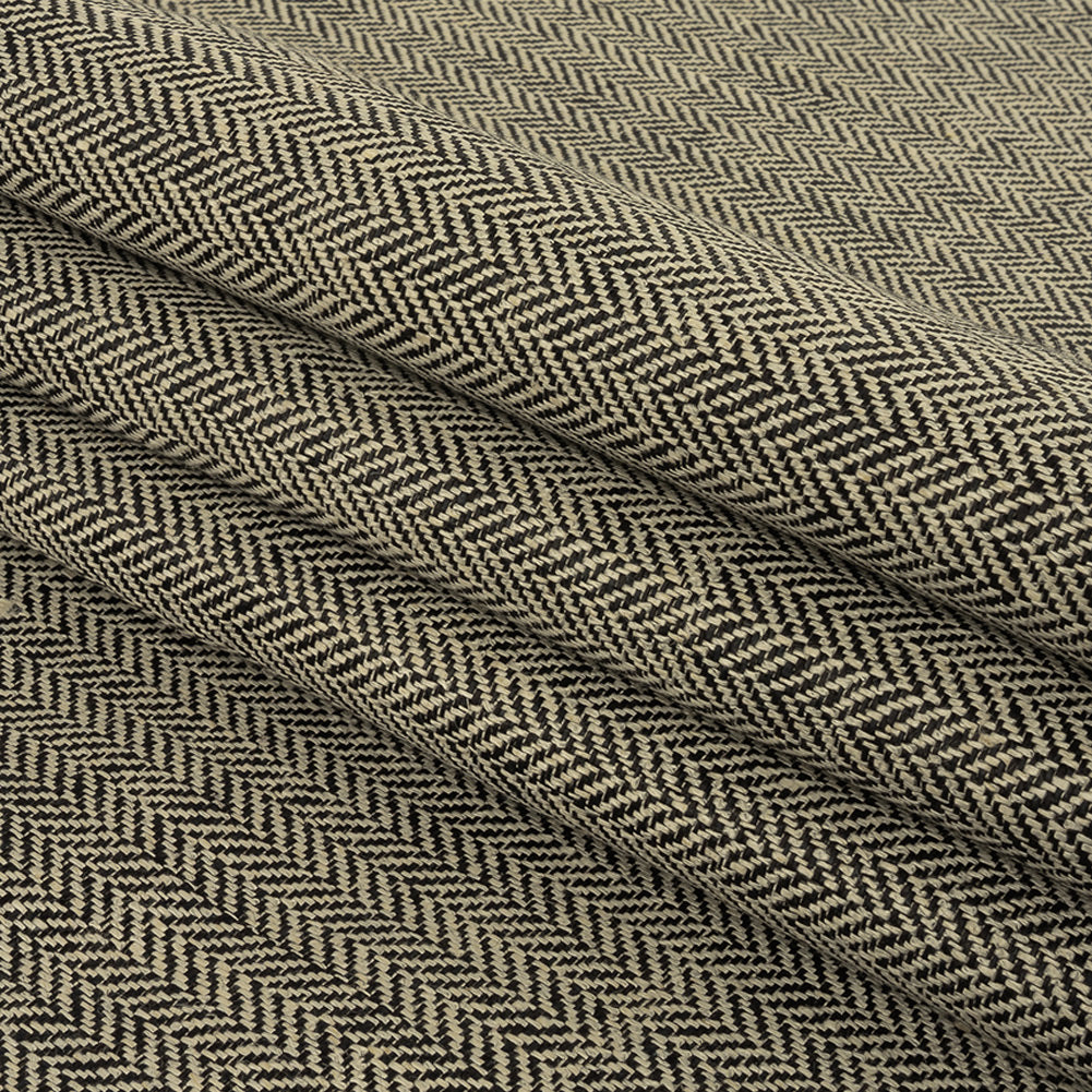 Tarmac and White Herringbone Linen Twill Folded Tarmac and White Herringbone Linen Twill Folded