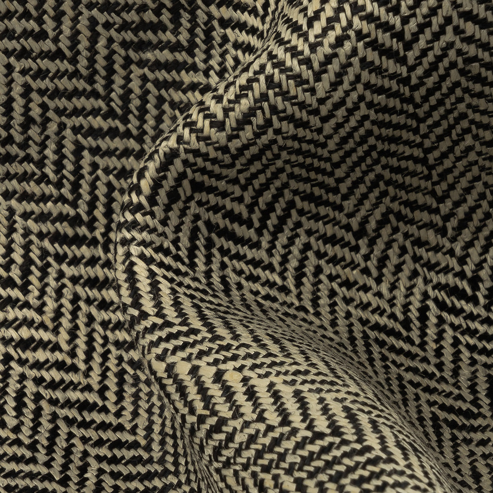 Tarmac and White Herringbone Linen Twill Detail Tarmac and White Herringbone Linen Twill Detail