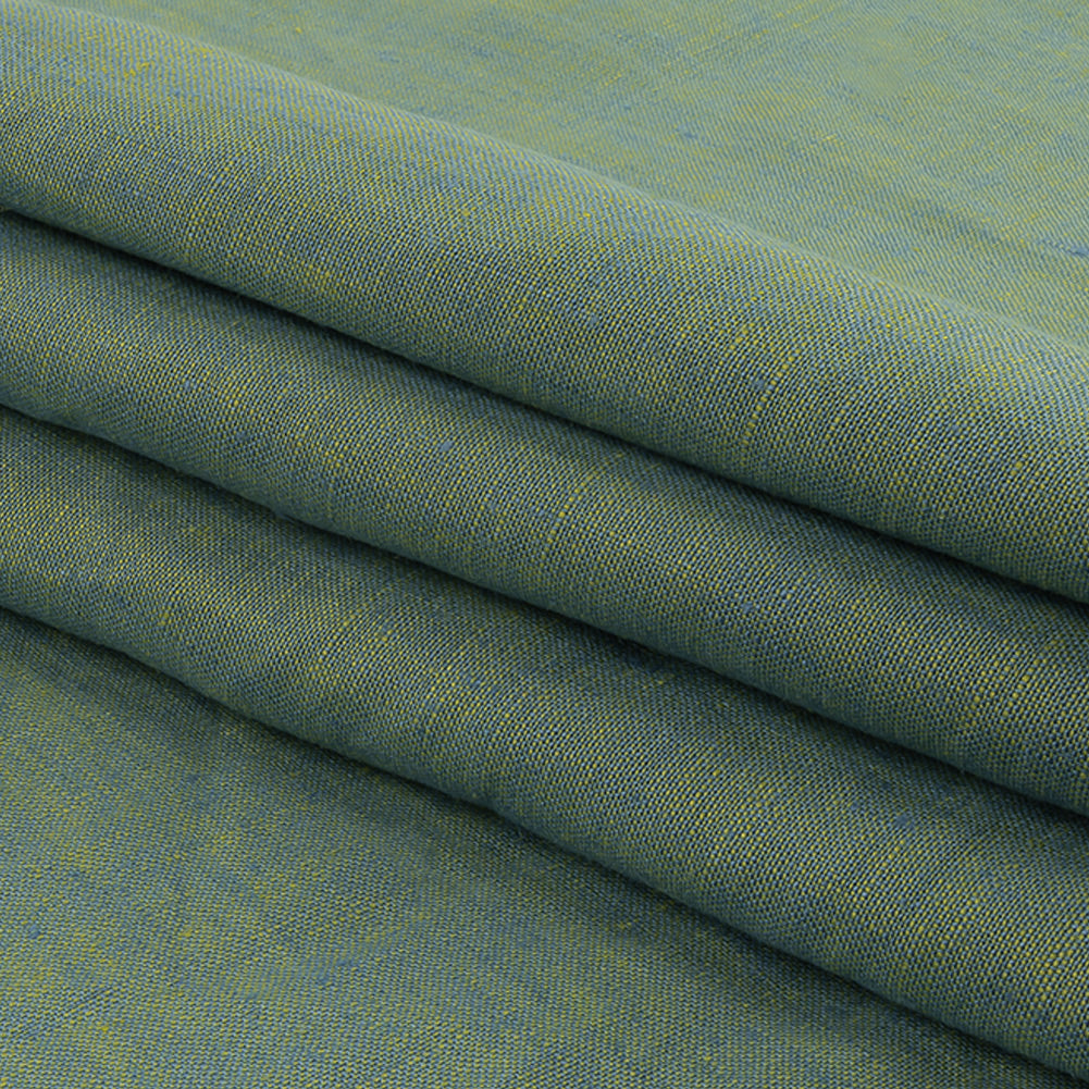 Lime and French Blue Linen Chambray Folded Lime and French Blue Linen Chambray Folded