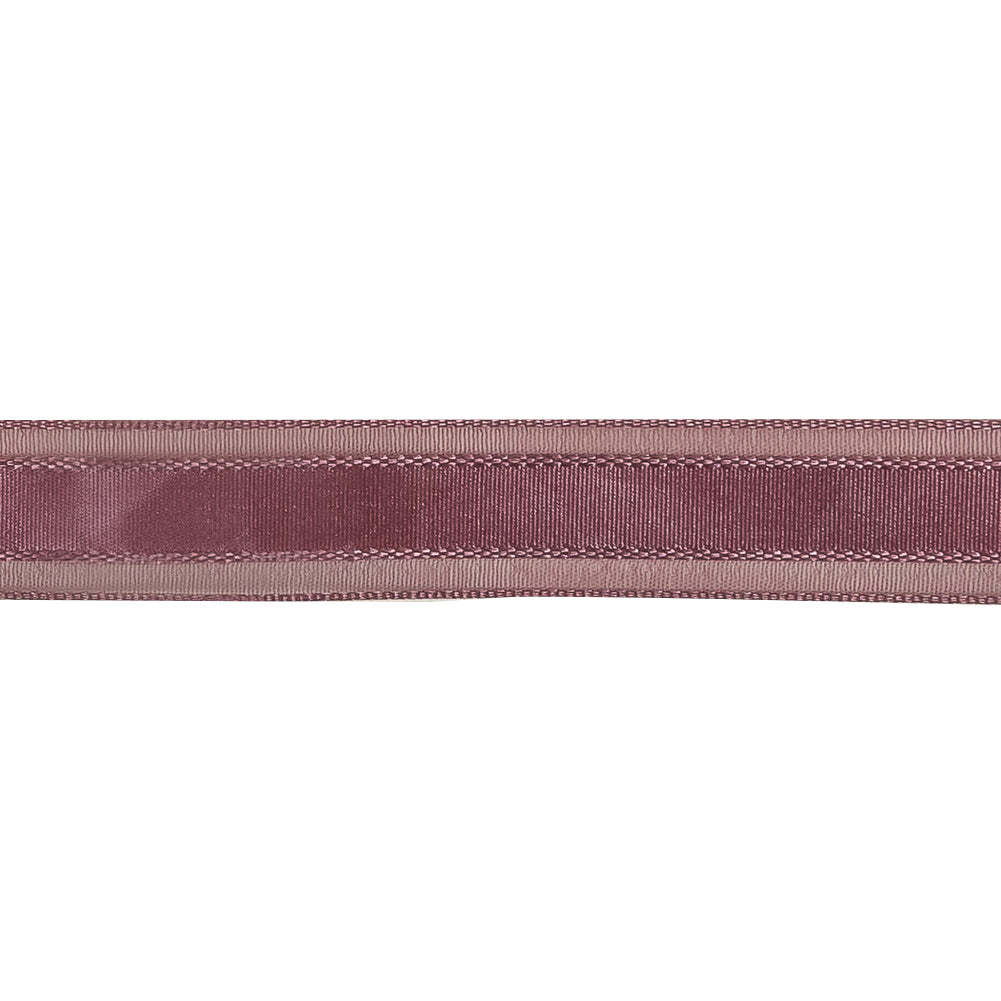 Amaranth Woven Ribbon with Sheer Organza Borders - 0.75" Detail Amaranth Woven Ribbon with Sheer Organza Borders - 0.75" Detail
