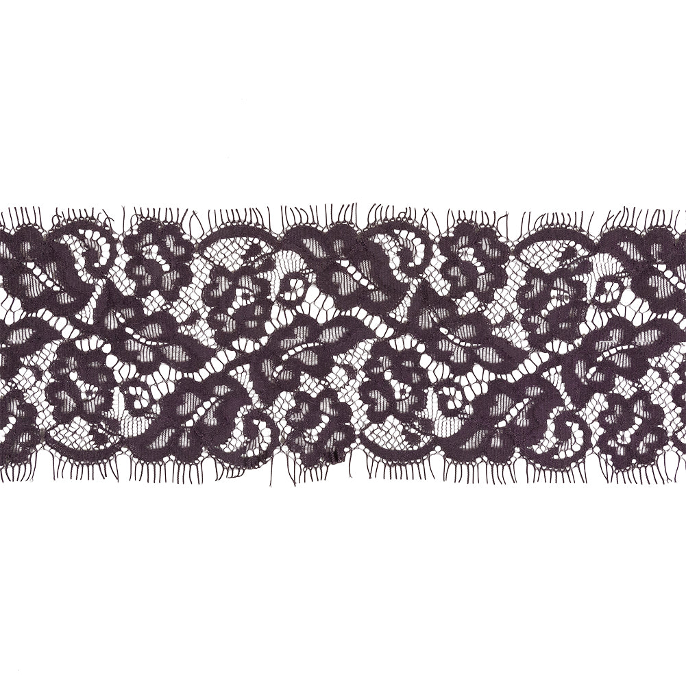 Plum Perfect Flowers and Leaves Lace Trim with Eyelash Fringe - 3.25" Plum Perfect Flowers and Leaves Lace Trim with Eyelash Fringe - 3.25"