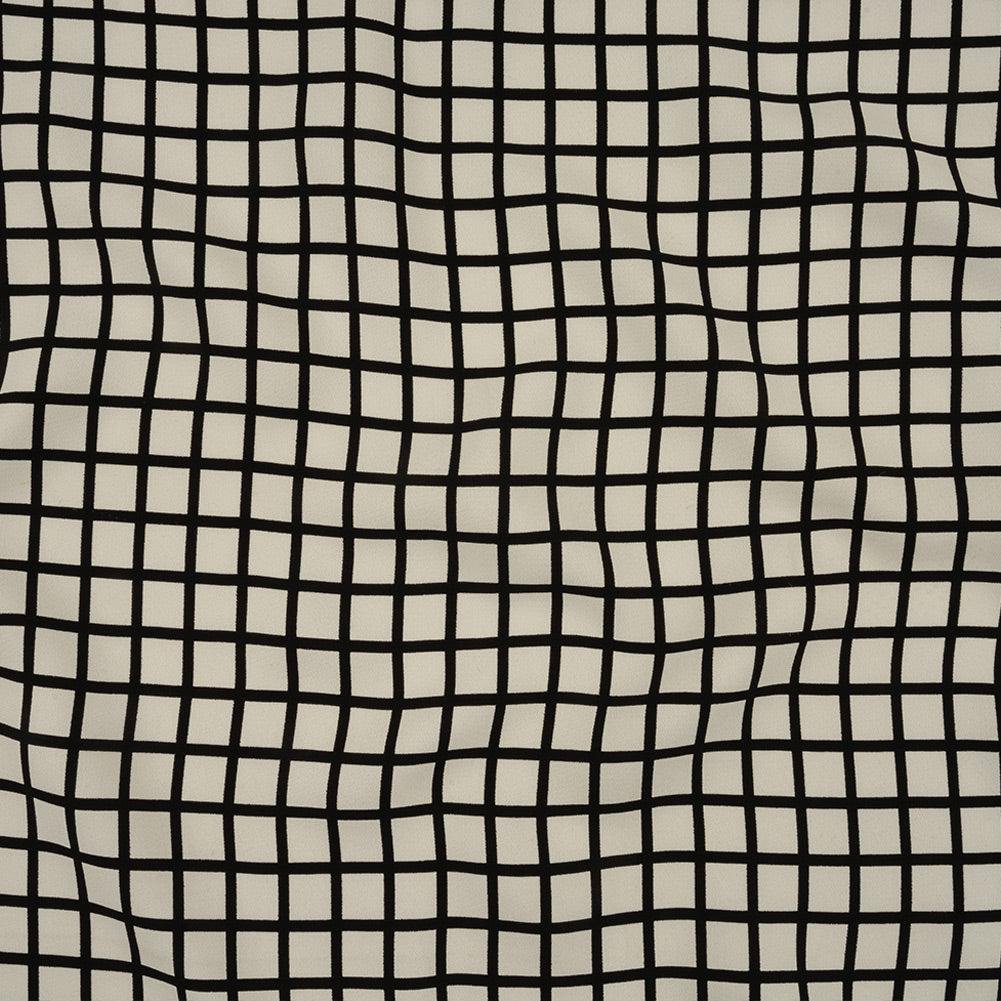 Ralph Lauren Black and White Windowpane Checks Rayon Crepe Ralph Lauren Black and White Windowpane Checks Rayon Crepe