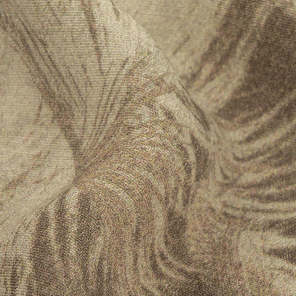 Italian White and Taupe Palm Trees Rayon Crepe Detail Italian White and Taupe Palm Trees Rayon Crepe Detail