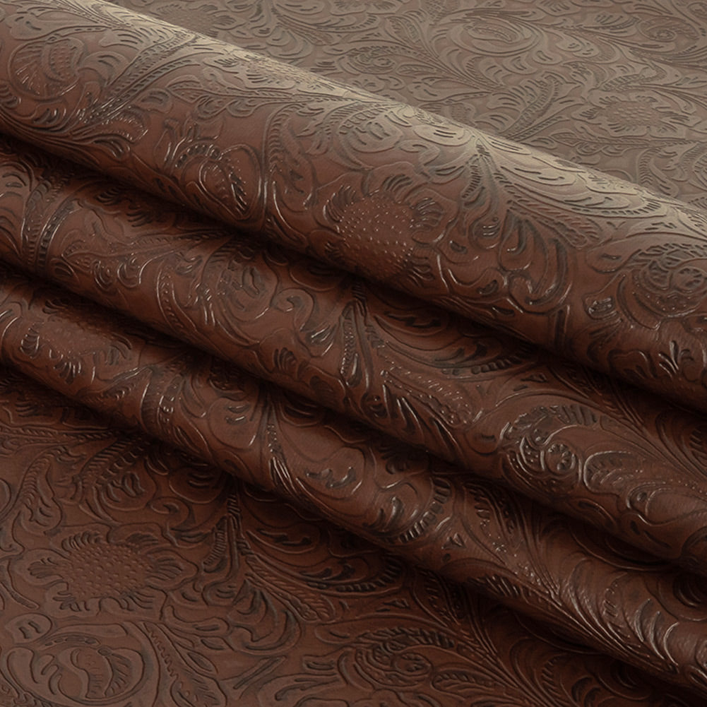 Vintage-Look Floral Embossed Vinyl - Brown - Wynonna Collection Folded Vintage-Look Floral Embossed Vinyl - Brown - Wynonna Collection Folded
