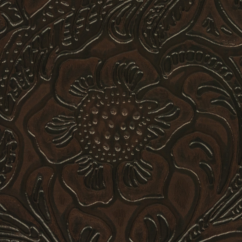 Vintage-Look Floral Embossed Vinyl - Chocolate - Wynonna Collection Detail Vintage-Look Floral Embossed Vinyl - Chocolate - Wynonna Collection Detail