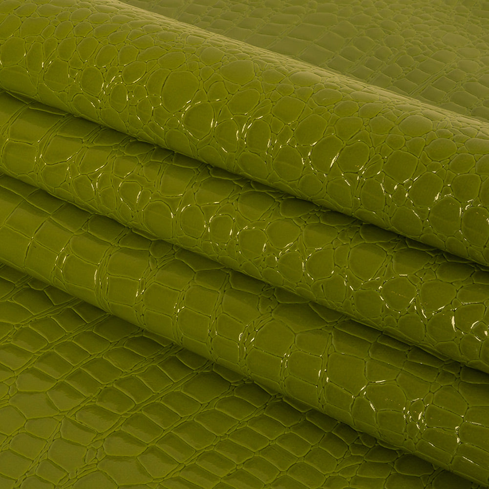 Faux Crocodile Patent Leather - Avocado - Brisbane Collection Folded Faux Crocodile Patent Leather - Avocado - Brisbane Collection Folded