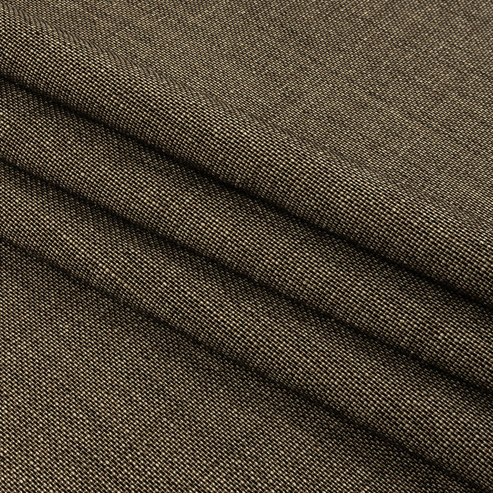 Italian Black and Beige Tweedy Stretch Wool and Silk Woven Folded Italian Black and Beige Tweedy Stretch Wool and Silk Woven Folded