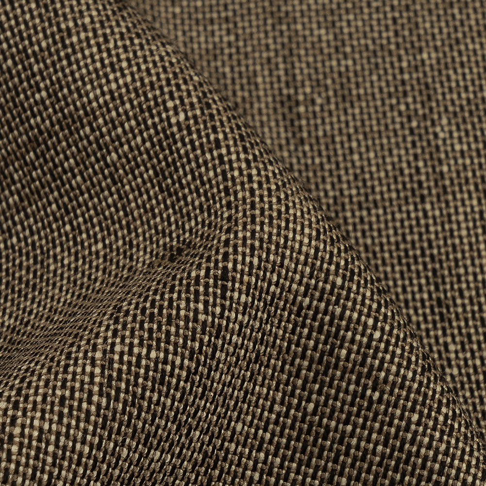 Italian Black and Beige Tweedy Stretch Wool and Silk Woven Detail Italian Black and Beige Tweedy Stretch Wool and Silk Woven Detail