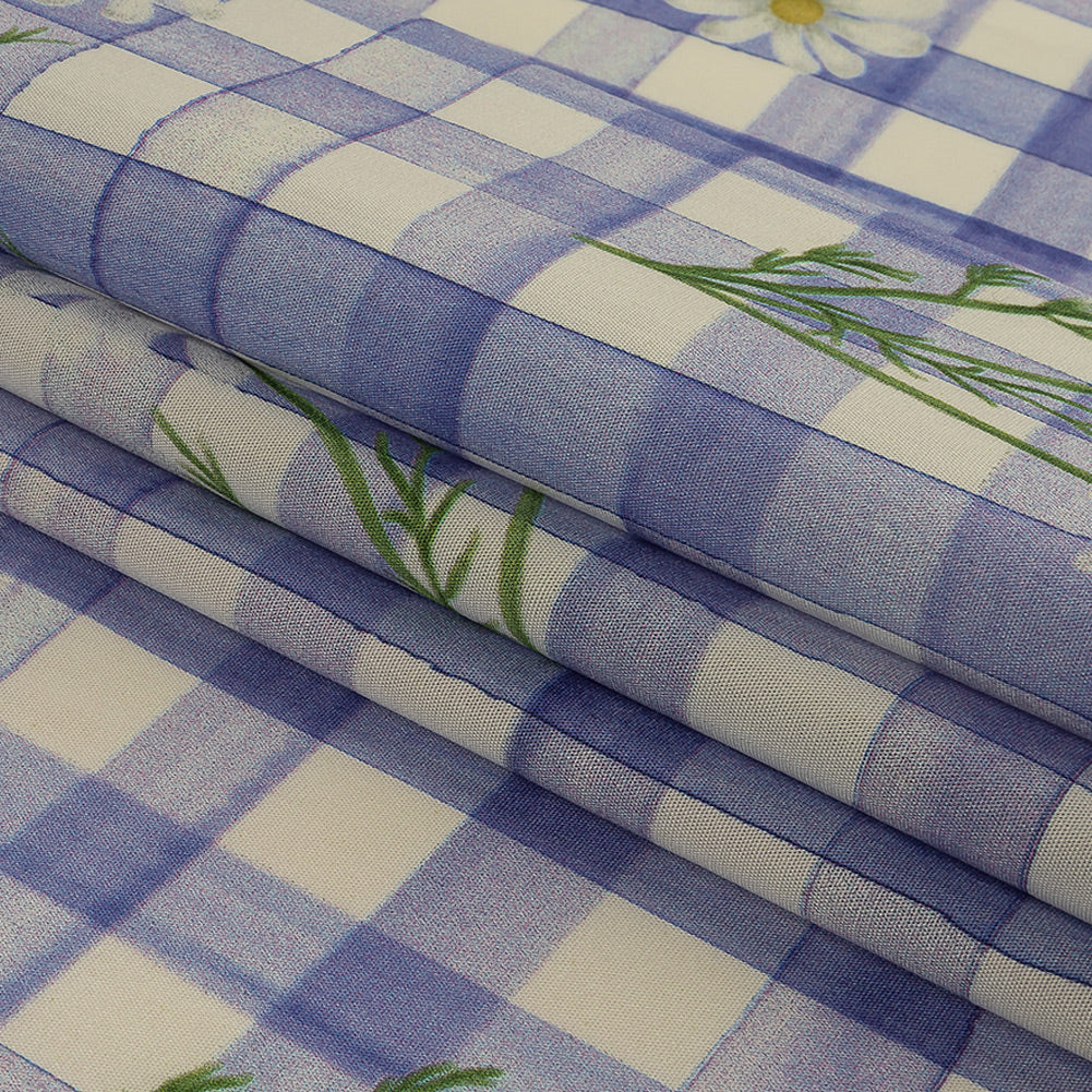 Cotton Poplin Print - Iolite Purple Gingham and Floral - Mood Exclusive Daisy Chain Folded Cotton Poplin Print - Iolite Purple Gingham and Floral - Mood Exclusive Daisy Chain Folded