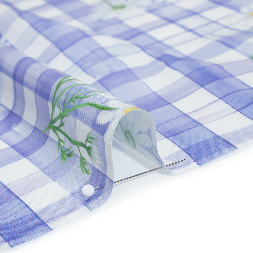 Cotton Poplin Print - Iolite Purple Gingham and Floral - Mood Exclusive Daisy Chain Detail Cotton Poplin Print - Iolite Purple Gingham and Floral - Mood Exclusive Daisy Chain Detail