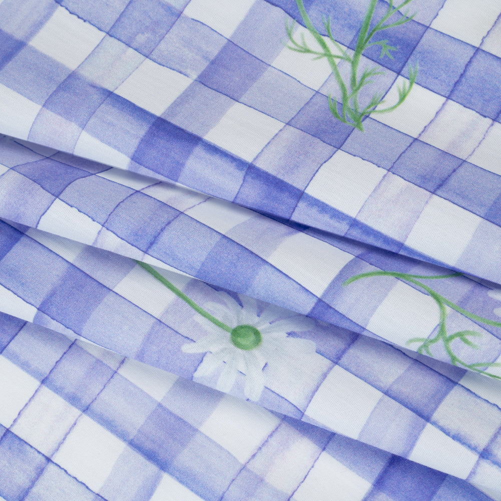 Cotton Poplin Print - Iolite Purple Gingham and Floral - Mood Exclusive Daisy Chain Folded Cotton Poplin Print - Iolite Purple Gingham and Floral - Mood Exclusive Daisy Chain Folded
