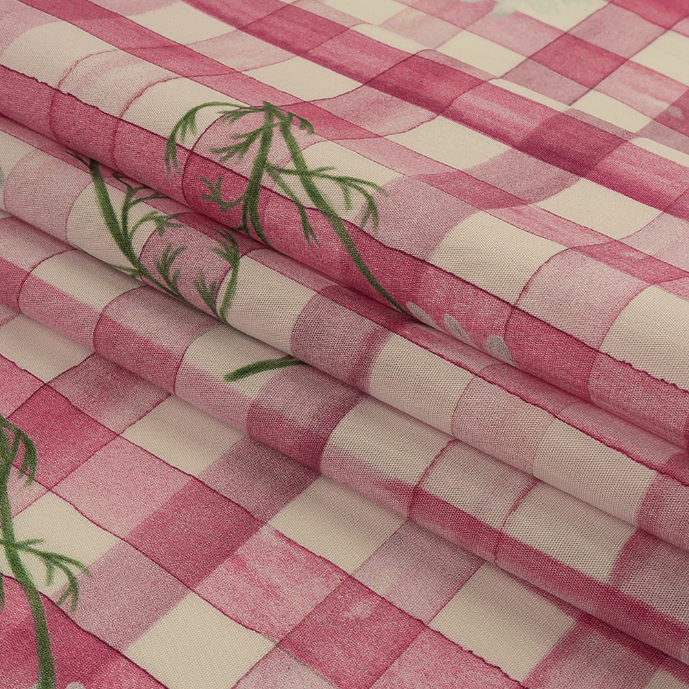 Cotton Poplin Print - Fuchsia Pink Gingham and Floral - Mood Exclusive Daisy Chain Folded Cotton Poplin Print - Fuchsia Pink Gingham and Floral - Mood Exclusive Daisy Chain Folded
