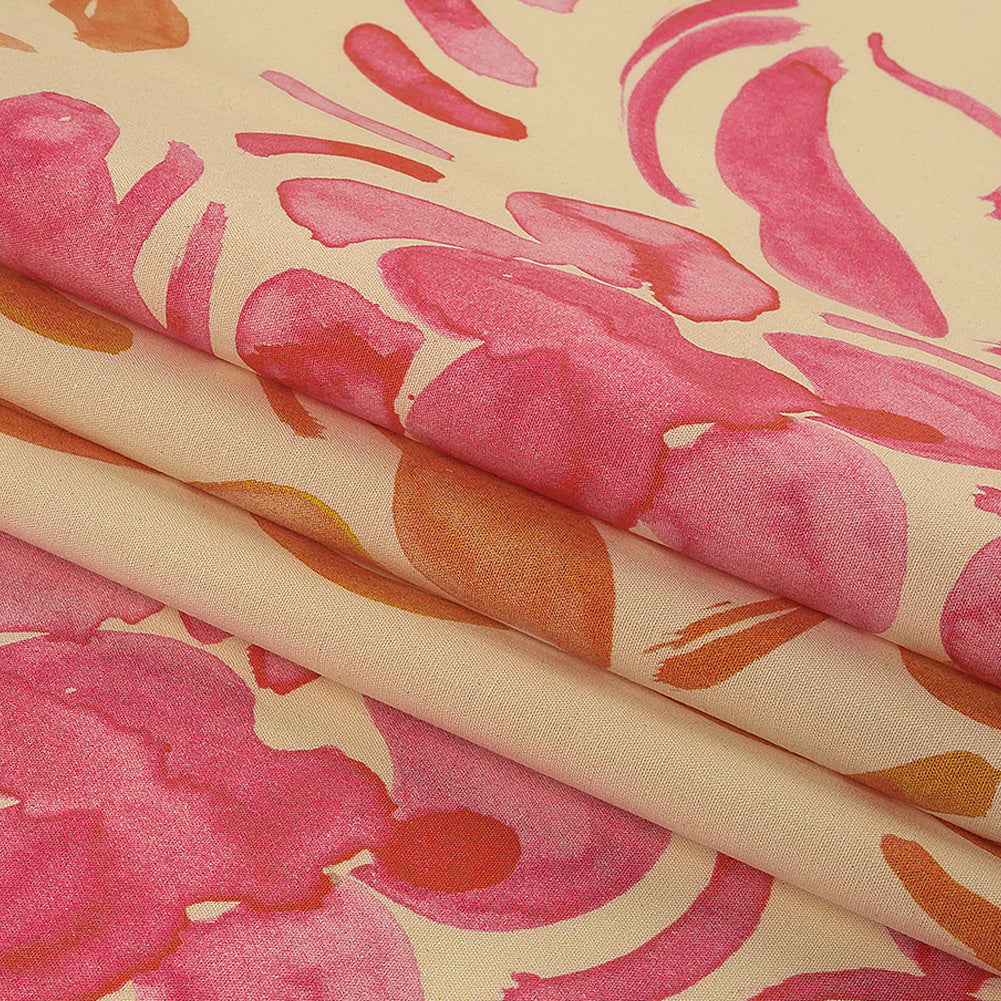 Stretch Cotton Poplin Print - Orange, Blue and Pink Flower Blocks - Mood Exclusive Romantic Inclinations Folded Stretch Cotton Poplin Print - Orange, Blue and Pink Flower Blocks - Mood Exclusive Romantic Inclinations Folded