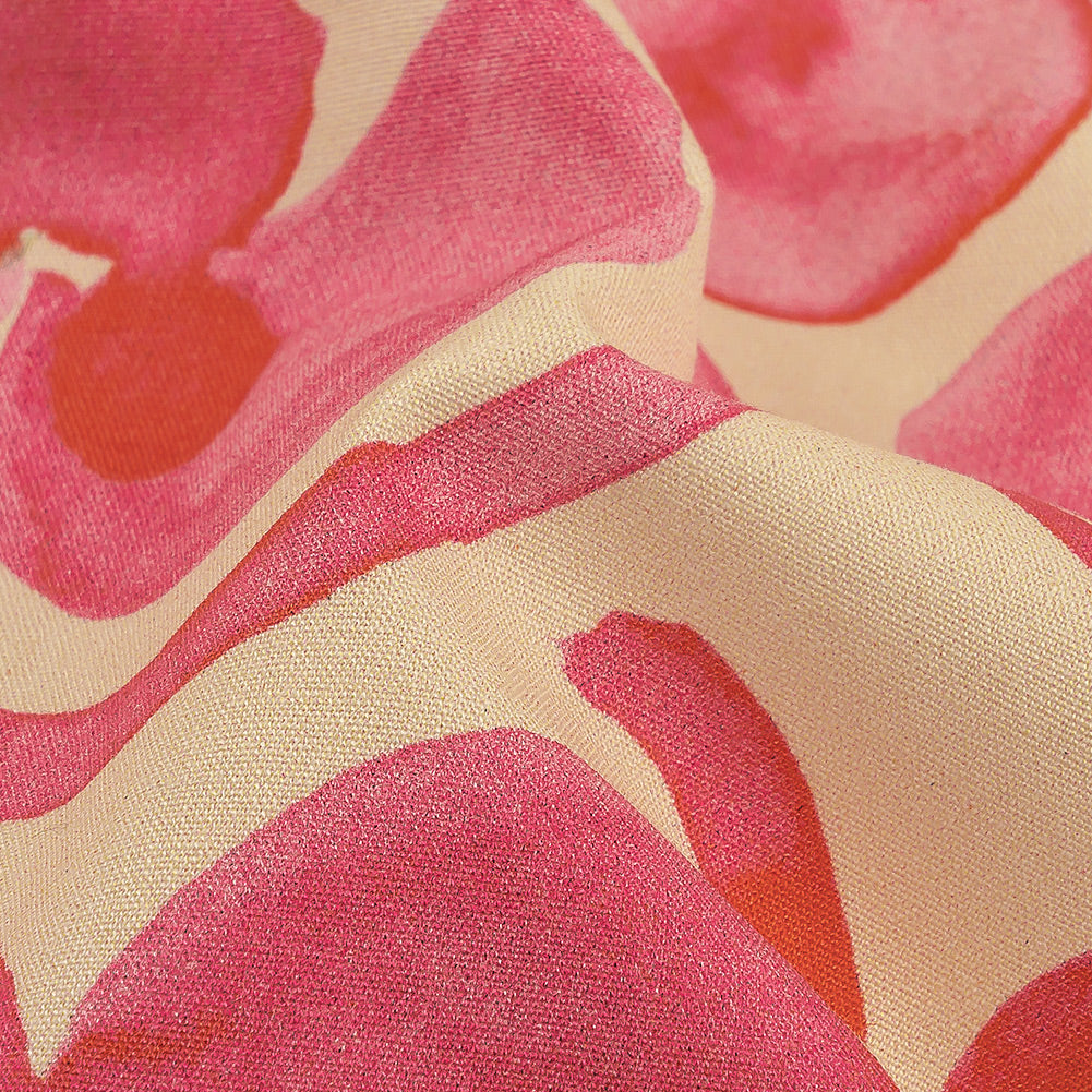 Stretch Cotton Poplin Print - Orange, Blue and Pink Flower Blocks - Mood Exclusive Romantic Inclinations Detail Stretch Cotton Poplin Print - Orange, Blue and Pink Flower Blocks - Mood Exclusive Romantic Inclinations Detail