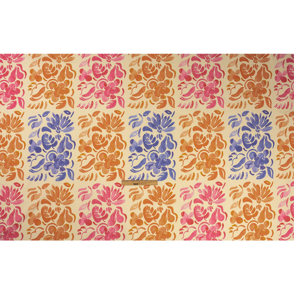 Stretch Cotton Poplin Print - Orange, Blue and Pink Flower Blocks - Mood Exclusive Romantic Inclinations Full Stretch Cotton Poplin Print - Orange, Blue and Pink Flower Blocks - Mood Exclusive Romantic Inclinations Full