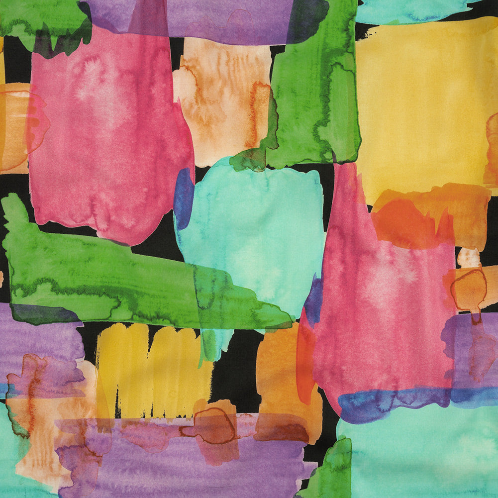 Stretch Cotton Poplin Print - Phantom Black and Rainbow Abstract - Mood Exclusive Color Fields Stretch Cotton Poplin Print - Phantom Black and Rainbow Abstract - Mood Exclusive Color Fields