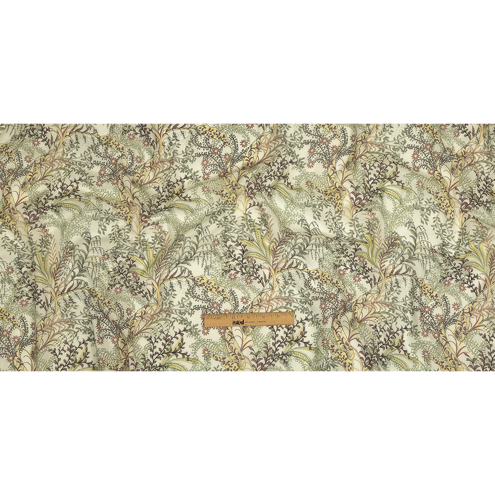 Cotton Gauze - Tea Green Plants and Florals - Mood Exclusive Storybook Illustrations Print Full Cotton Gauze - Tea Green Plants and Florals - Mood Exclusive Storybook Illustrations Print Full
