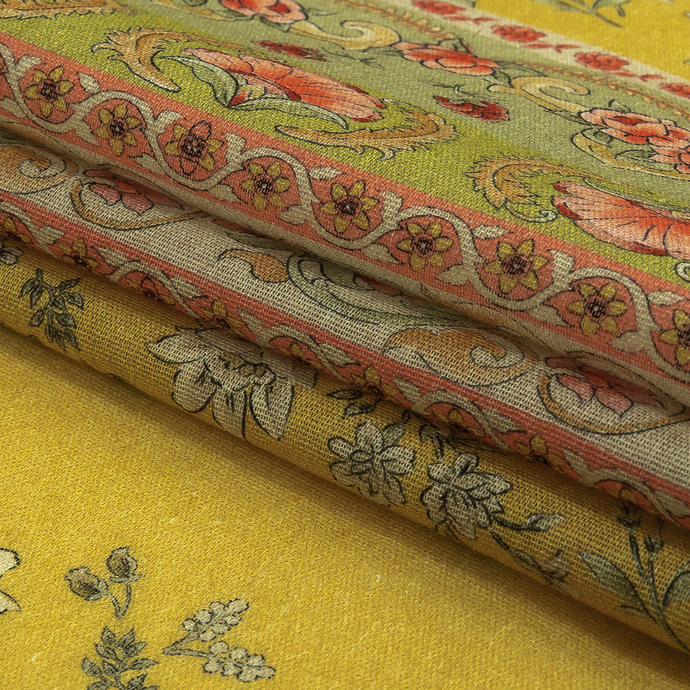Cotton Gauze Panel - Yellow and Green Floral - Mood Exclusive Palace of Illusions Print Folded Cotton Gauze Panel - Yellow and Green Floral - Mood Exclusive Palace of Illusions Print Folded