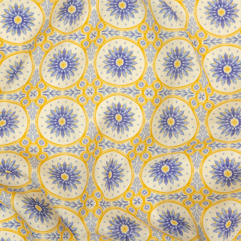 Viscose and Linen Woven Print - Violet Storm and Yellow Floral Tiles - Mood Exclusive Sao Bento Viscose and Linen Woven Print - Violet Storm and Yellow Floral Tiles - Mood Exclusive Sao Bento