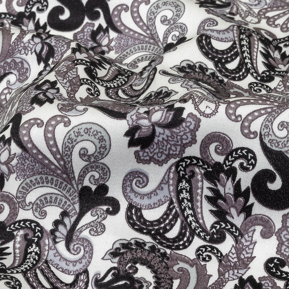 Tap Shoe, Snow White and Misty Lilac Paisley Cotton Sateen Detail Tap Shoe, Snow White and Misty Lilac Paisley Cotton Sateen Detail