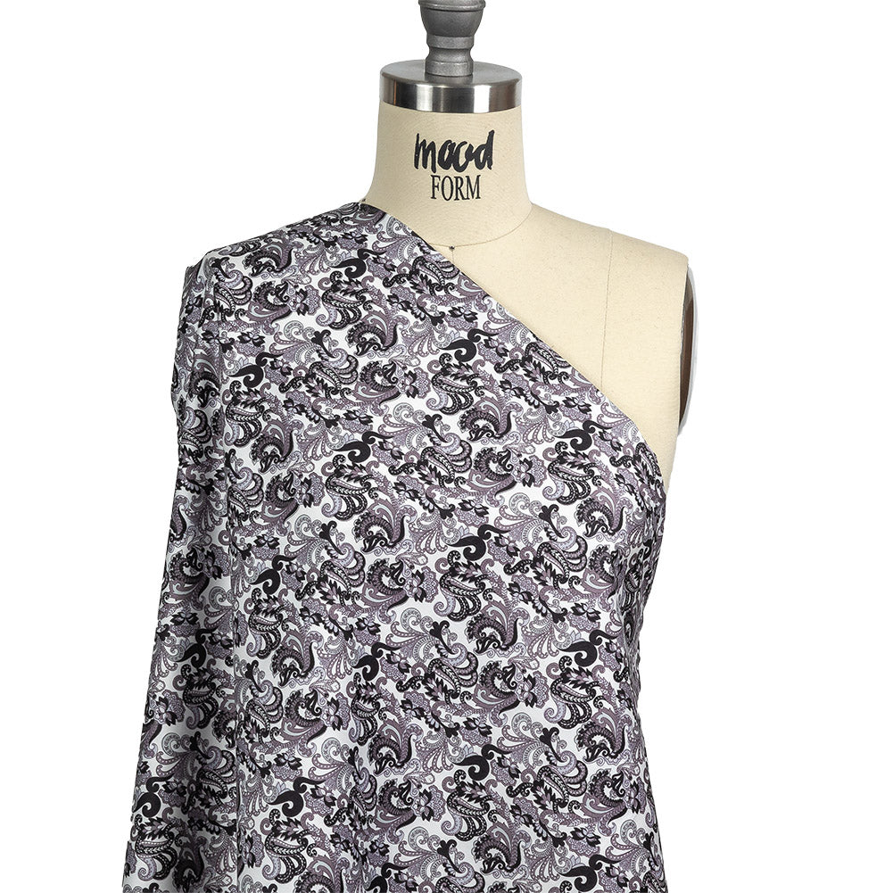 Tap Shoe, Snow White and Misty Lilac Paisley Cotton Sateen Drape Tap Shoe, Snow White and Misty Lilac Paisley Cotton Sateen Drape