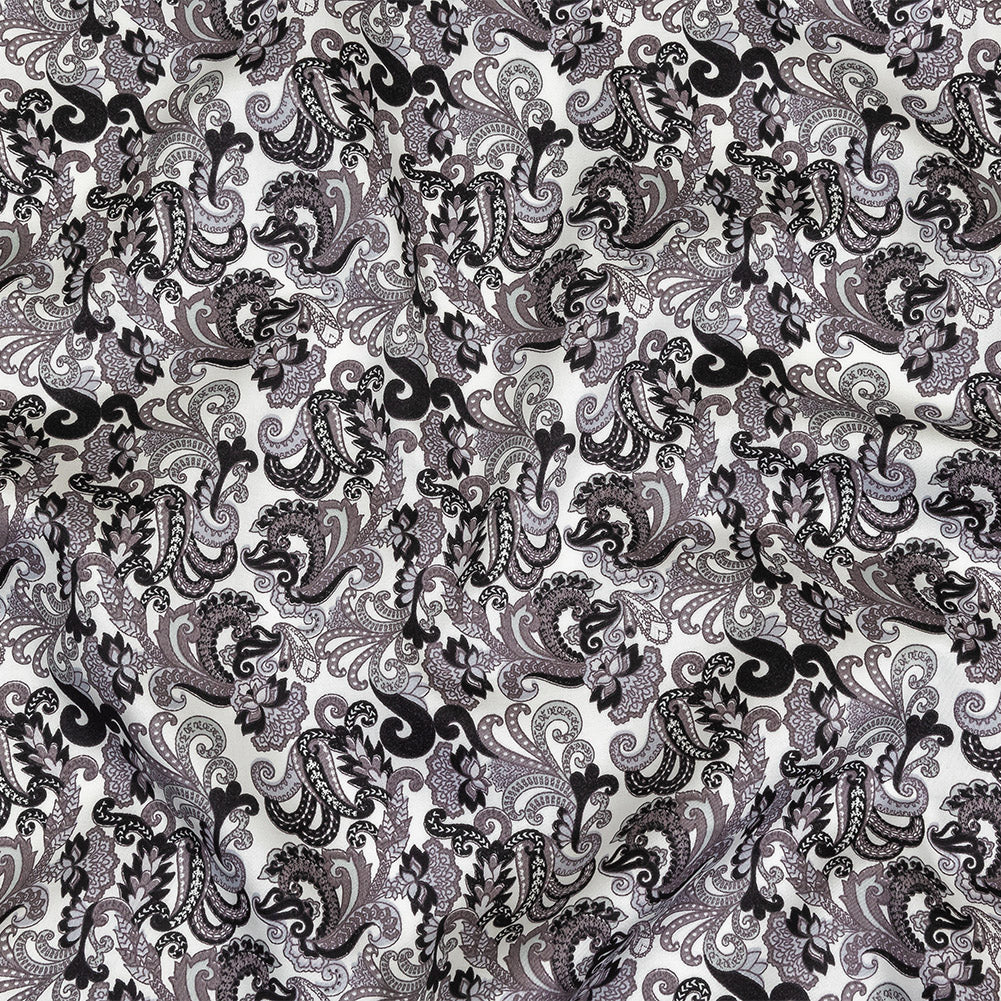 Tap Shoe, Snow White and Misty Lilac Paisley Cotton Sateen Tap Shoe, Snow White and Misty Lilac Paisley Cotton Sateen