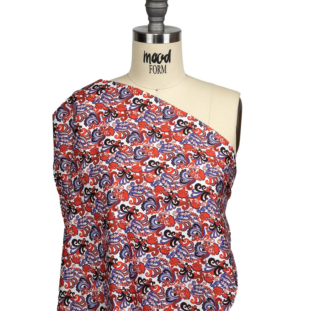 Red, White and Blue Paisley Cotton Sateen Drape Red, White and Blue Paisley Cotton Sateen Drape
