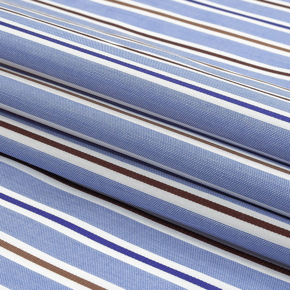 Grapemist, Raw Umber and White Halo Stripes Cotton Shirting Folded Grapemist, Raw Umber and White Halo Stripes Cotton Shirting Folded