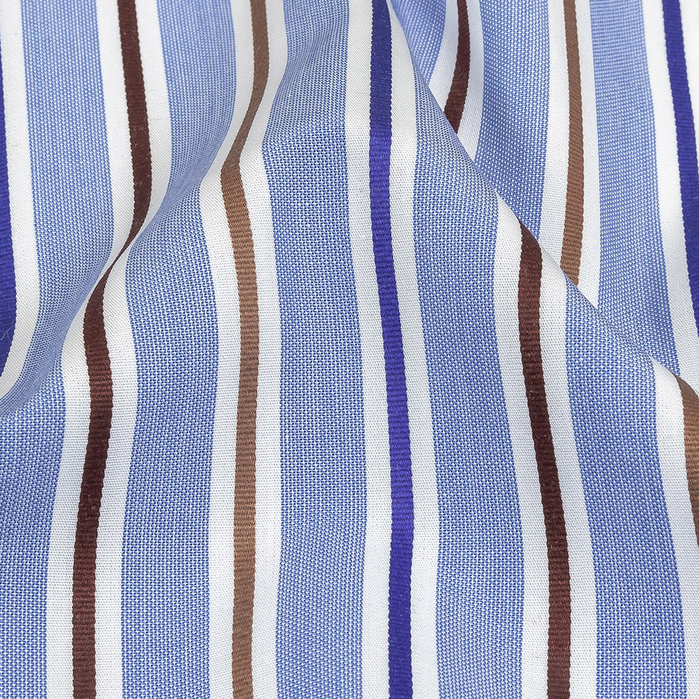 Grapemist, Raw Umber and White Halo Stripes Cotton Shirting Detail Grapemist, Raw Umber and White Halo Stripes Cotton Shirting Detail
