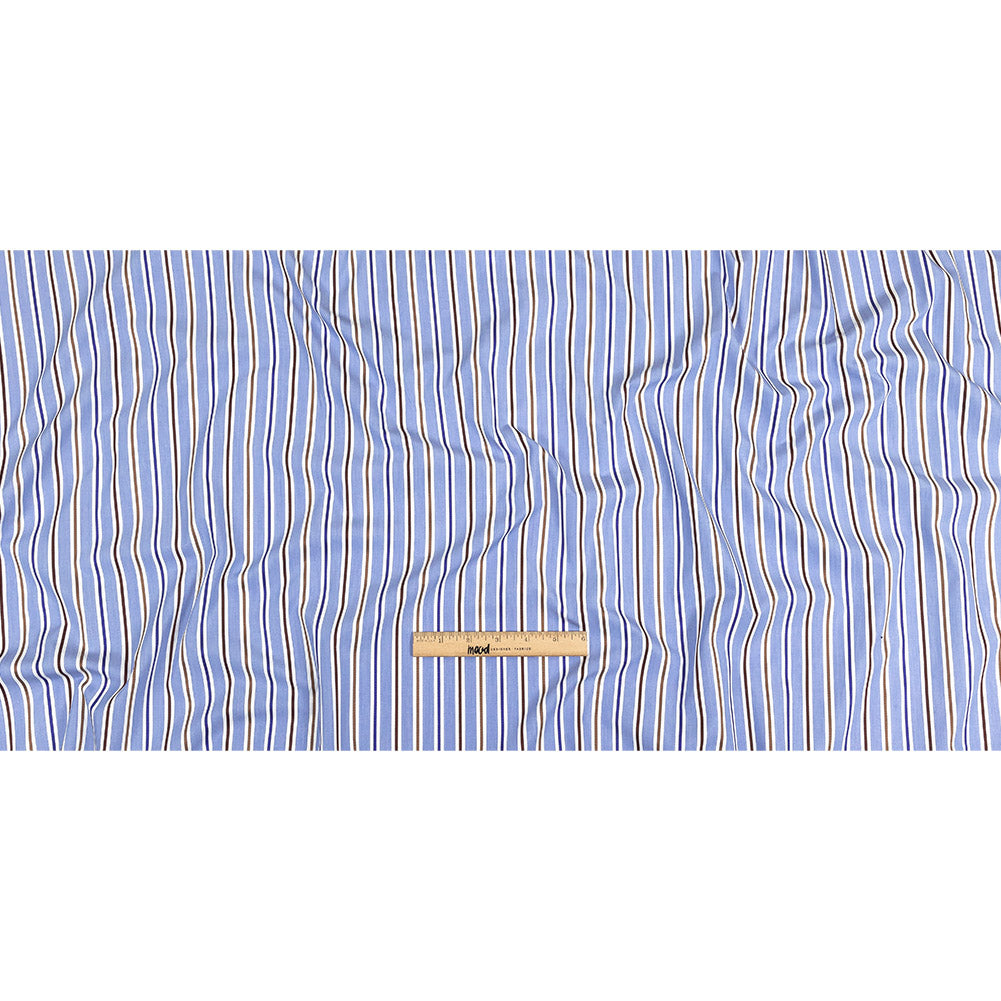 Grapemist, Raw Umber and White Halo Stripes Cotton Shirting Full Grapemist, Raw Umber and White Halo Stripes Cotton Shirting Full