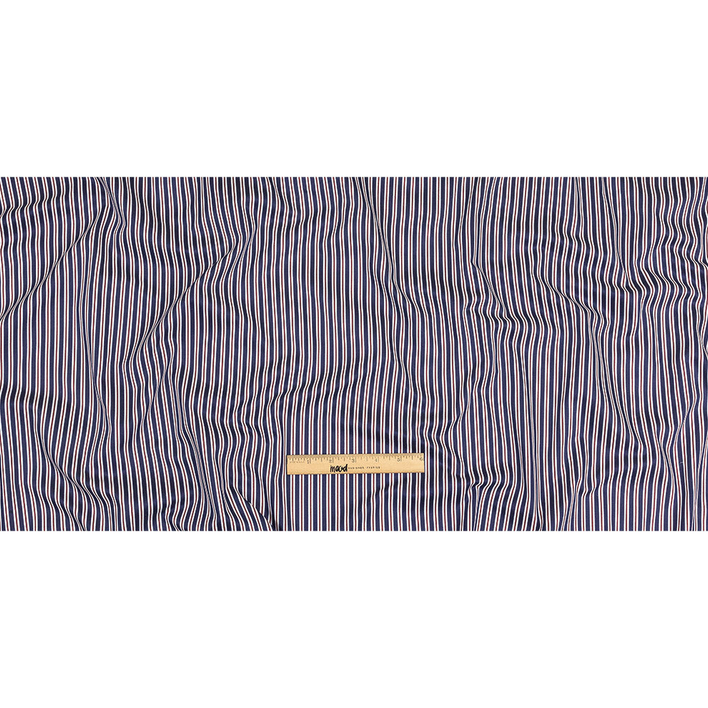Blue, Red and White Halo Stripes Twill Cotton Shirting Full Blue, Red and White Halo Stripes Twill Cotton Shirting Full