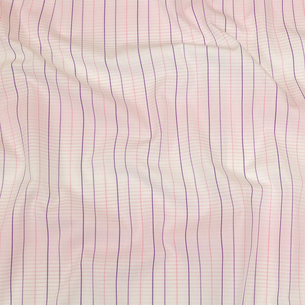 Pink, Purple and White Gradient Pinstripes Cotton Shirting Pink, Purple and White Gradient Pinstripes Cotton Shirting