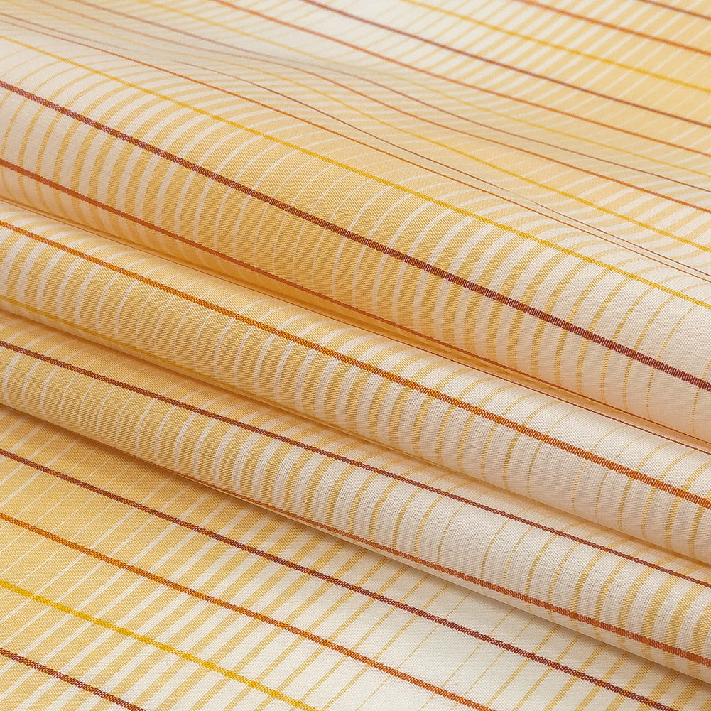 Orange, Yellow and White Gradient Pinstripes Cotton Shirting Folded Orange, Yellow and White Gradient Pinstripes Cotton Shirting Folded